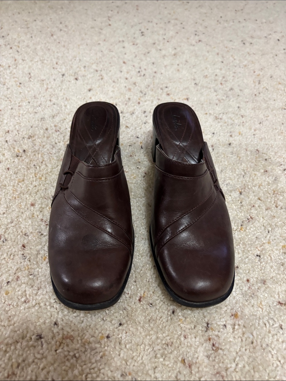 Women’s Brown Leather Slip-On Clogs